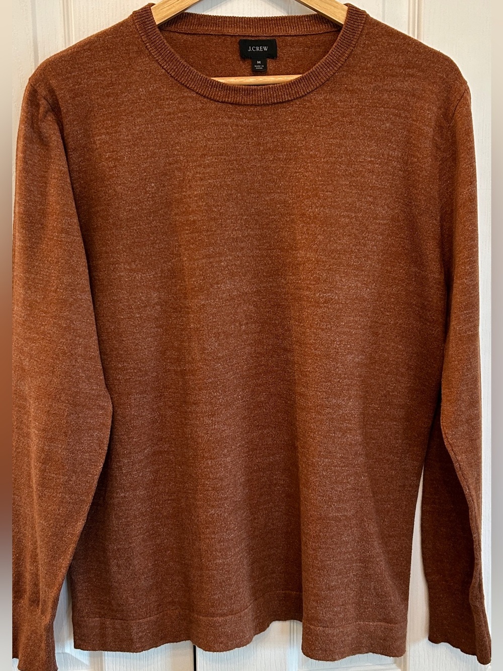J.Crew Men's 100% Cotton Crewneck Sweater Rust Terracotta M EUC